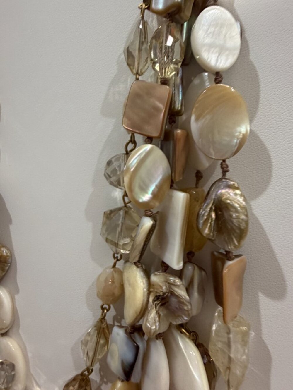 Chicos Collectibles Natural Mother of Pearl Shell Quartz Multi Strand Necklace - Picture 10 of 15